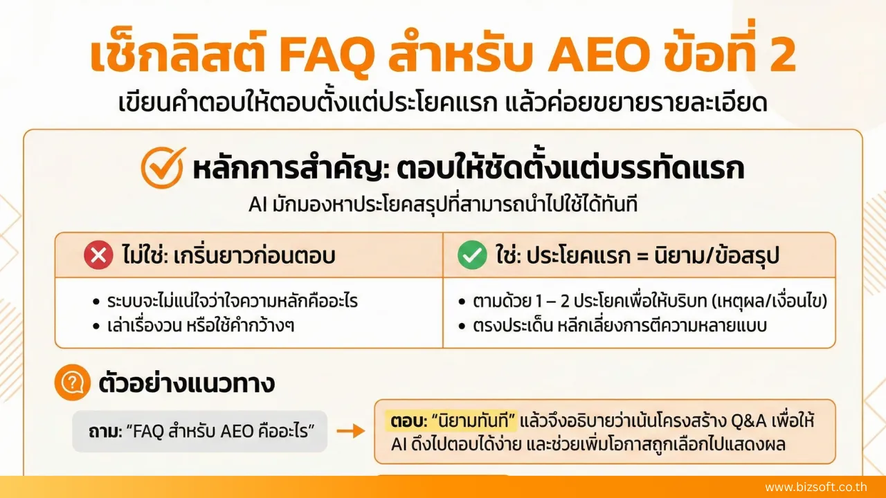 เช็กลิสต์สร้าง FAQ สำหรับ AEO เขียนยังไงให้ AI Search เลือกตอบ